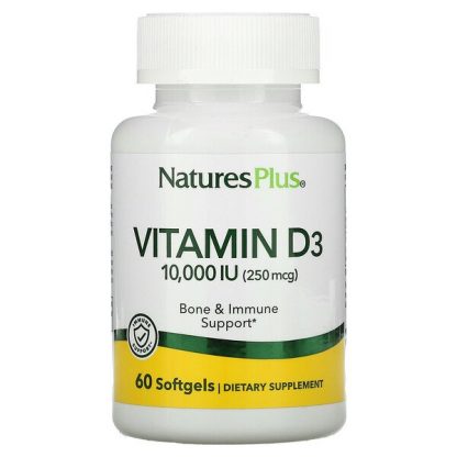 NaturesPlus, Vitamin D3, 10,000 IU (250 mcg), 60 Softgels