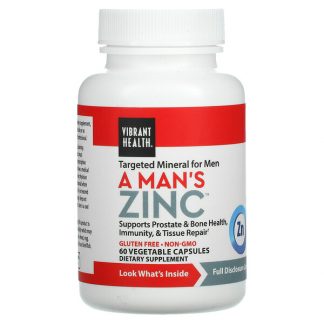 Vibrant Health, A Man's Zinc, 60 Vegetable Capsules