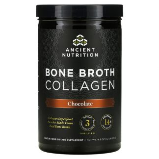 Dr. Axe / Ancient Nutrition, Bone Broth Collagen, Chocolate, 1.2 lb (528 g)