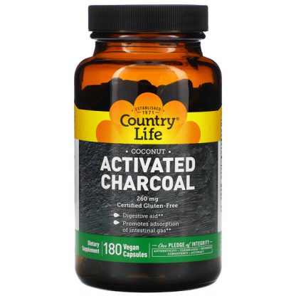 Country Life, Activated Charcoal, 260 mg, 180 Vegan Capsules