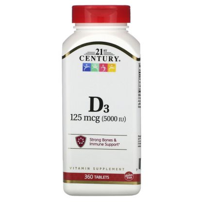 21st Century, Vitamin D3, 125 mcg (5,000 IU), 360 Tablets