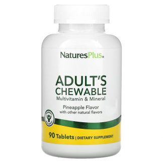 NaturesPlus, Adult's Chewable Multivitamin and Mineral, Pineapple, 90 Tablets