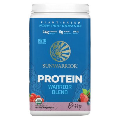 Sunwarrior, Warrior Blend Protein, Organic Plant-Based, Berry, 1.65 lb (750 g)