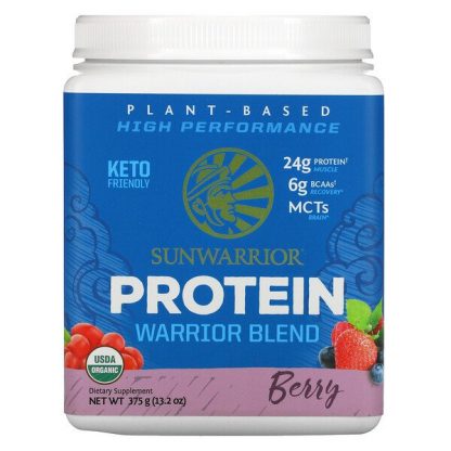 Sunwarrior, Warrior Blend Protein, Organic Plant-Based, Berry, 13.2 oz (375 g)