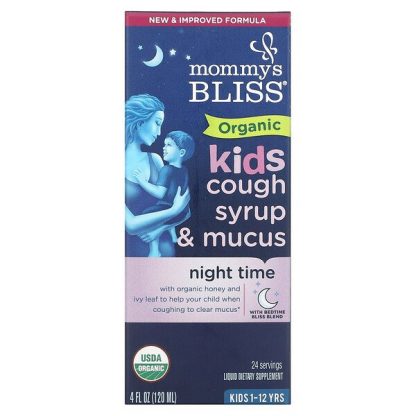 Mommy's Bliss, Kids, Organic Cough Syrup & Mucus, Night Time, 1-12 Yrs, 4 fl oz (120 ml)