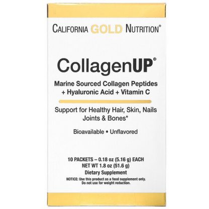 California Gold Nutrition, CollagenUp, Unflavored, 10 Packets, 0.18 oz (5.16 g) Each