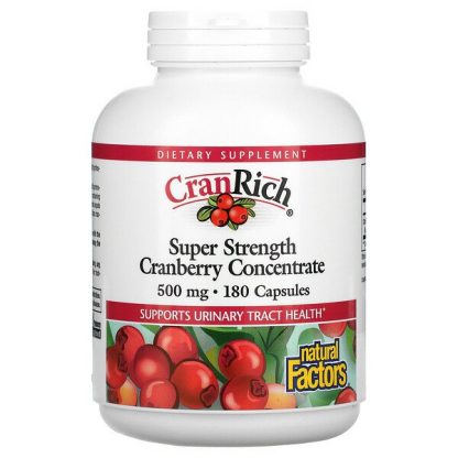 Natural Factors, CranRich, Super Strength, Cranberry Concentrate, 500 mg, 180 Capsules