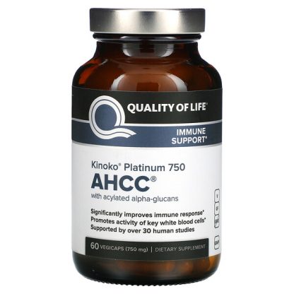 Quality of Life Labs, Kinoko Platinum AHCC, 750 mg, 60 Vegicaps