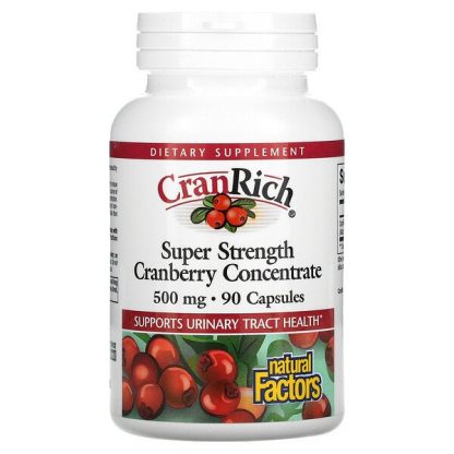 Natural Factors, CranRich, Super Strength, Cranberry Concentrate, 500 mg, 90 Capsules