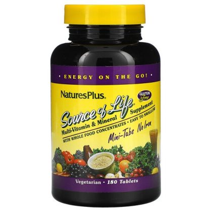 NaturesPlus, Source of Life, Multi-Vitamin & Mineral Supplement, No Iron, 180 Tablets