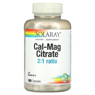 Solaray, Cal-Mag Citrate, 2:1 Ratio with Vitamin D-3, 180 Capsules