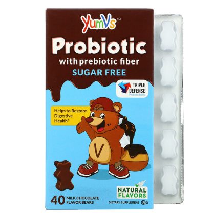 YumV's, Probiotic with Prebiotic Fiber, Milk Chocolate, Sugar-Free, 40 Bears