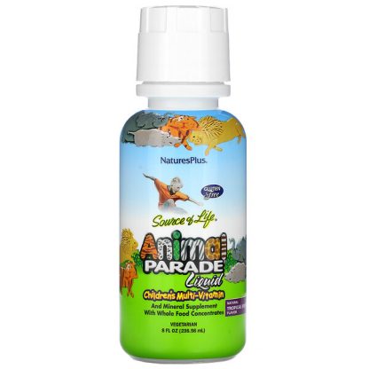 NaturesPlus, Source of Life, Animal Parade Liquid, Children's Multi-Vitamin, Natural Tropical Berry , 8 fl oz (236.56 ml)