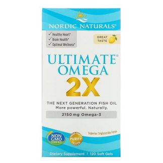 Nordic Naturals, Ultimate Omega 2X, Lemon, 1,075 mg, 120 Soft Gels