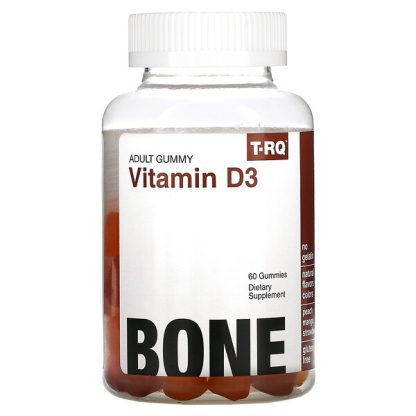 T-RQ, Adult Gummy, Vitamin D3, Bone, Peach, Mango, Strawberry, 60 Gummies