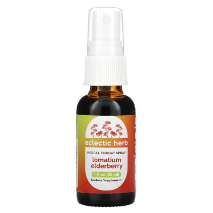 Eclectic Institute, Herbal Throat Spray, Lomatium Elderberry, 1 fl oz (30 ml)