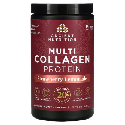 Dr. Axe / Ancient Nutrition, Multi Collagen Protein, Strawberry Lemonade, 9.65 oz ( 273.6 g)