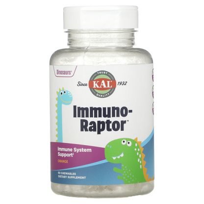 KAL, Dinosaurs, Immuno-Raptor, Orange, 60 Chewables