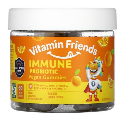 Vitamin Friends, Immune Probiotic Vegan Gummies, Orange, 60 Pectin Gummies