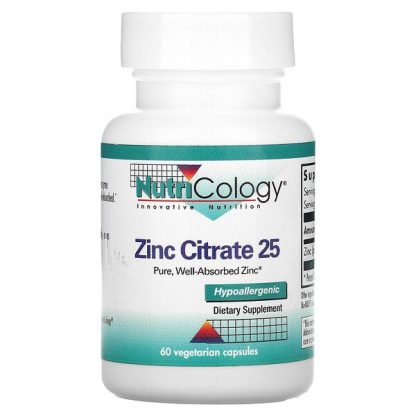 Nutricology, Zinc Citrate 25, 60 Vegetarian Capsules