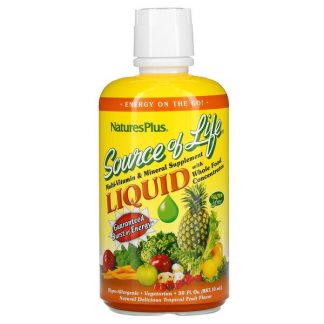 NaturesPlus, Source of Life, Liquid Multi-Vitamin & Mineral Supplement with Whole Food Concentrates, Tropical Fruit, 30 fl oz (887.10 ml)