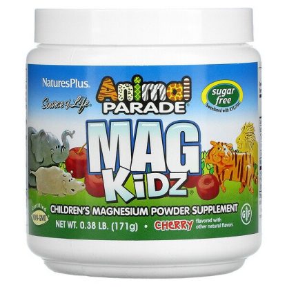 NaturesPlus, Source of Life, Animal Parade, Mag Kidz, Children's Magnesium, Cherry, 0.38 lb (171 g)