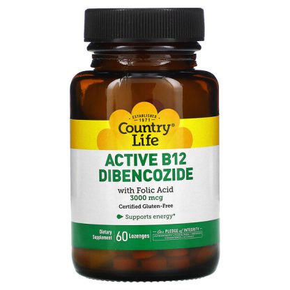 Country Life, Active B12 Dibencozide with Folic Acid, 3,000 mcg, 60 Lozenges