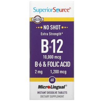 Superior Source, Extra Strength B-12, B-6 & Folic Acid, 60 MicroLingual Instant Dissolve Tablets