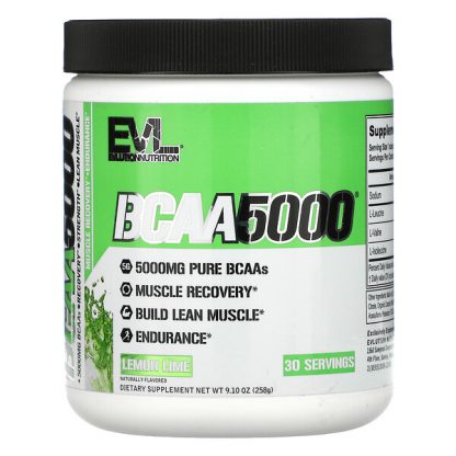 EVLution Nutrition, BCAA5000, Lemon Lime, 9.10 oz (258 g)