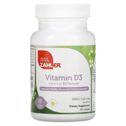 Zahler, Vitamin D3, Advanced D3 Formula, 125 mcg (5,000 IU), 250 Softgels