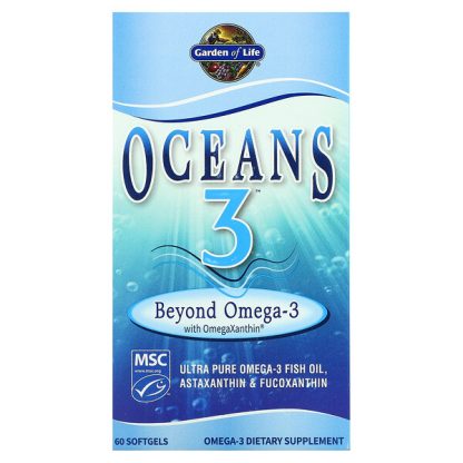 Garden of Life, Oceans 3, Beyond Omega-3 with OmegaXanthin, 60 Softgels