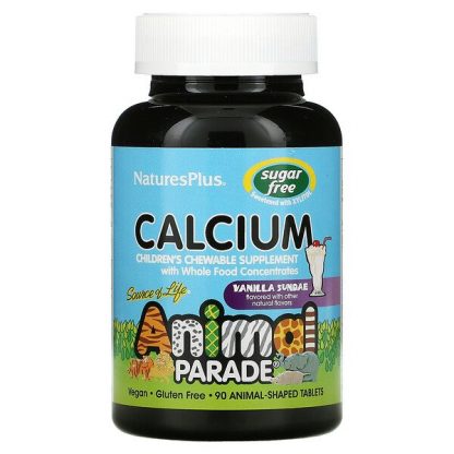 NaturesPlus, Source of Life, Animal Parade, Calcium, Children's Chewable Supplement, Sugar Free, Vanilla Sundae, 90 Animal-Shaped Tablets