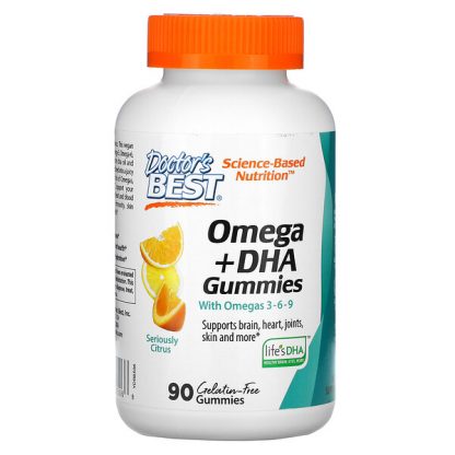 Doctor's Best, Omega + DHA with Omega 3-6-9, Seriously Citrus, 90 Gummies