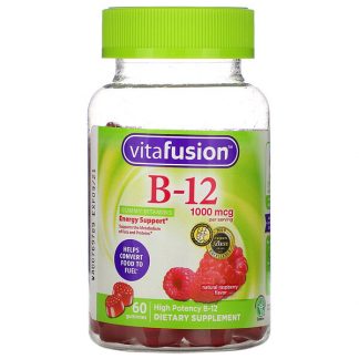 VitaFusion, B-12 Gummy Vitamins, Energy Support, Natural Raspberry Flavor, 500 mcg, 60 Gummies