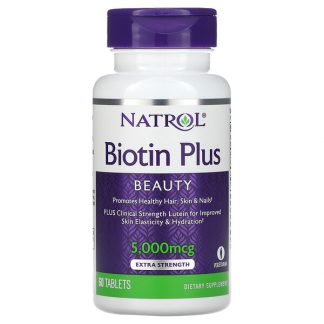 Natrol, Biotin Plus, Extra Strength, 5,000 mcg, 60 Tablets