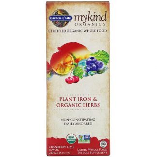 Garden of Life, MyKind Organics, Plant Iron & Organic Herbs, Cranberry-Lime, 8 fl oz (240 ml)