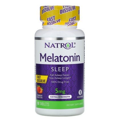 Natrol, Melatonin, Fast Dissolve, Extra Strength, Strawberry, 5 mg, 90 Tablets