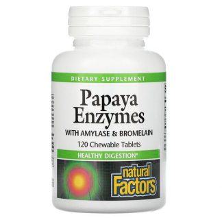 Natural Factors, Papaya Enzymes with Amylase & Bromelain, 120 Chewable Tablets