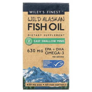 Wiley's Finest, Wild Alaskan Fish Oil, Easy Swallow Minis, 450 mg, 60 Fish Softgels