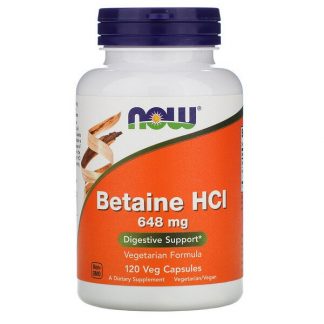 NOW Foods, Betaine HCL, 648 mg, 120 Veg Capsules