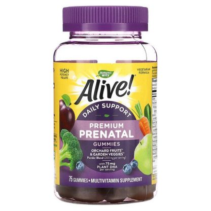 Nature's Way, Alive! Daily Support Premium Prenatal, Strawberry & Lemon, 75 Gummies