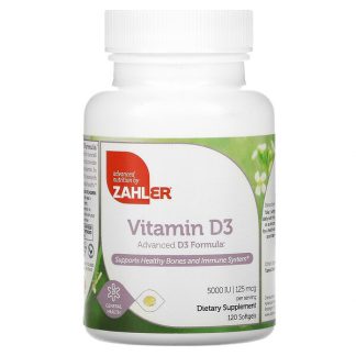 Zahler, Vitamin D3, Advanced D3 Formula, 125 mcg (5,000 IU), 120 Softgels