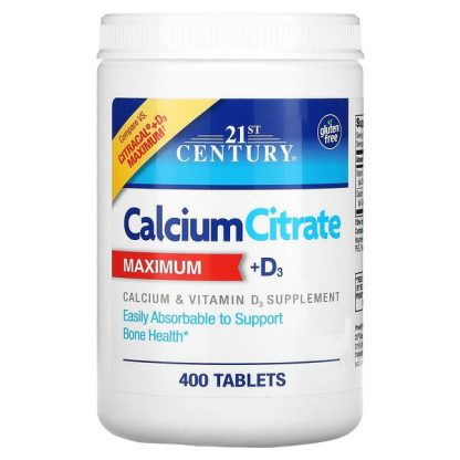 21st Century, Calcium Citrate Maximum + D3, 400 Tablets