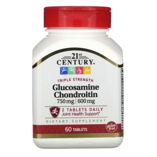 21st Century, Glucosamine / Chondroitin, Triple Strength, 750 mg / 600 mg, 60 Tablets