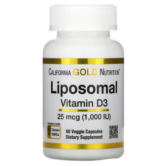 California Gold Nutrition, Liposomal Vitamin D3, 25 mcg (1,000 IU ), 60 Veggie Capsules