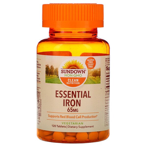 Sundown Naturals, Essential Iron, 65 mg, 120 Tablets