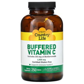 Country Life, Buffered Vitamin C, 1000 mg, 250 Tablets