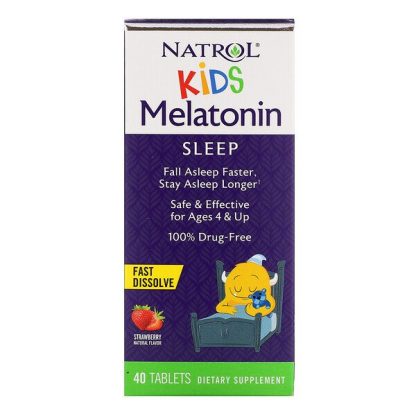 Natrol, Kids, Melatonin, Ages 4 & Up, Strawberry, 40 Tablets