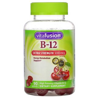 VitaFusion, Extra Strength B-12, Natural Cherry Flavor, 1,500 mcg, 90 Gummies