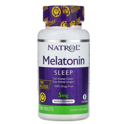 Natrol, Melatonin, Time Release, Extra Strength, 5 mg, 100 Tablets